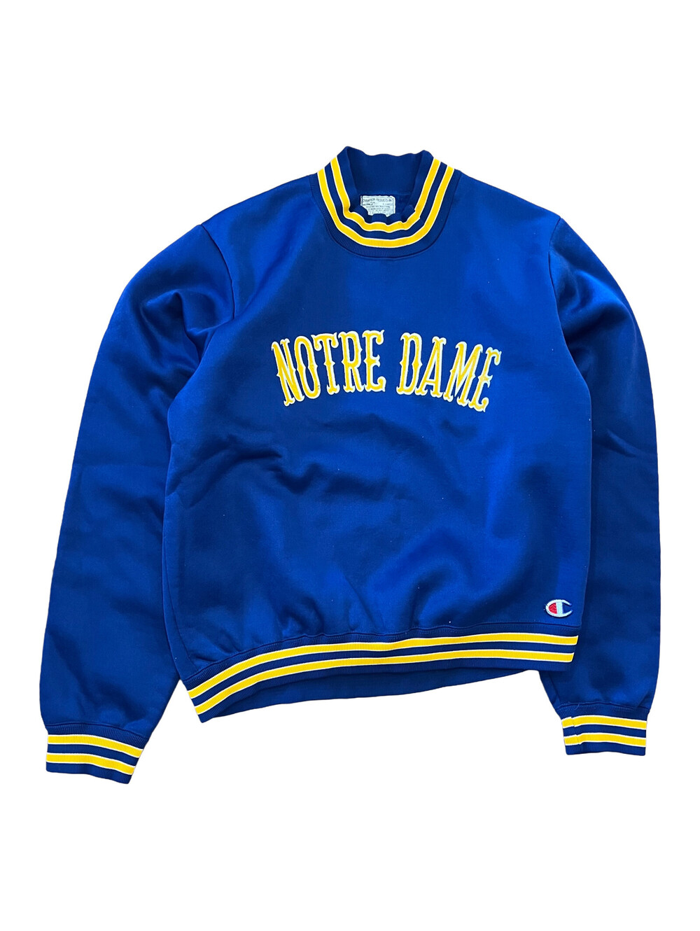 Vintage 1980s Notre Dame Sweatshirt Champion Sz XL Fighting Irish Ringer Blue